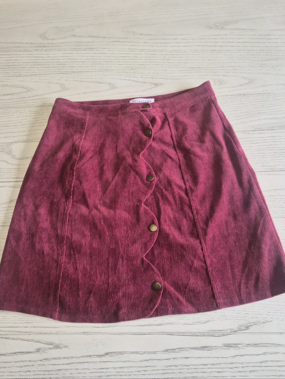 Corduroy Mini Skirt Woman Loverich In Size Medium, Color Burgandy